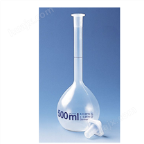 普兰德BRAND容量瓶, PMP材质，透明，500 ml，NS19/26，PP瓶塞36180
